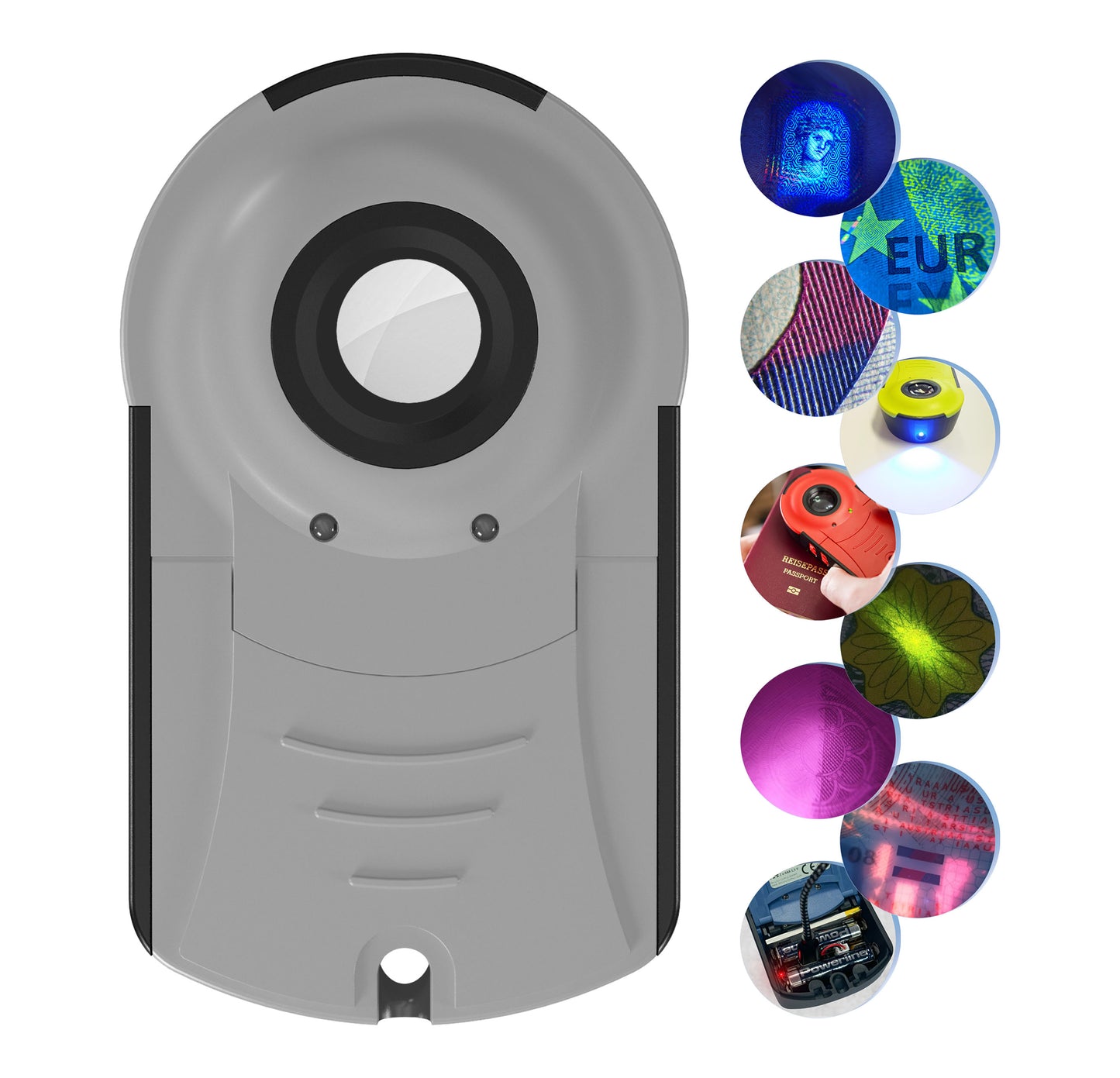 Doculus Lumus device 22x expert edition in grey. All features are displayed on the right.