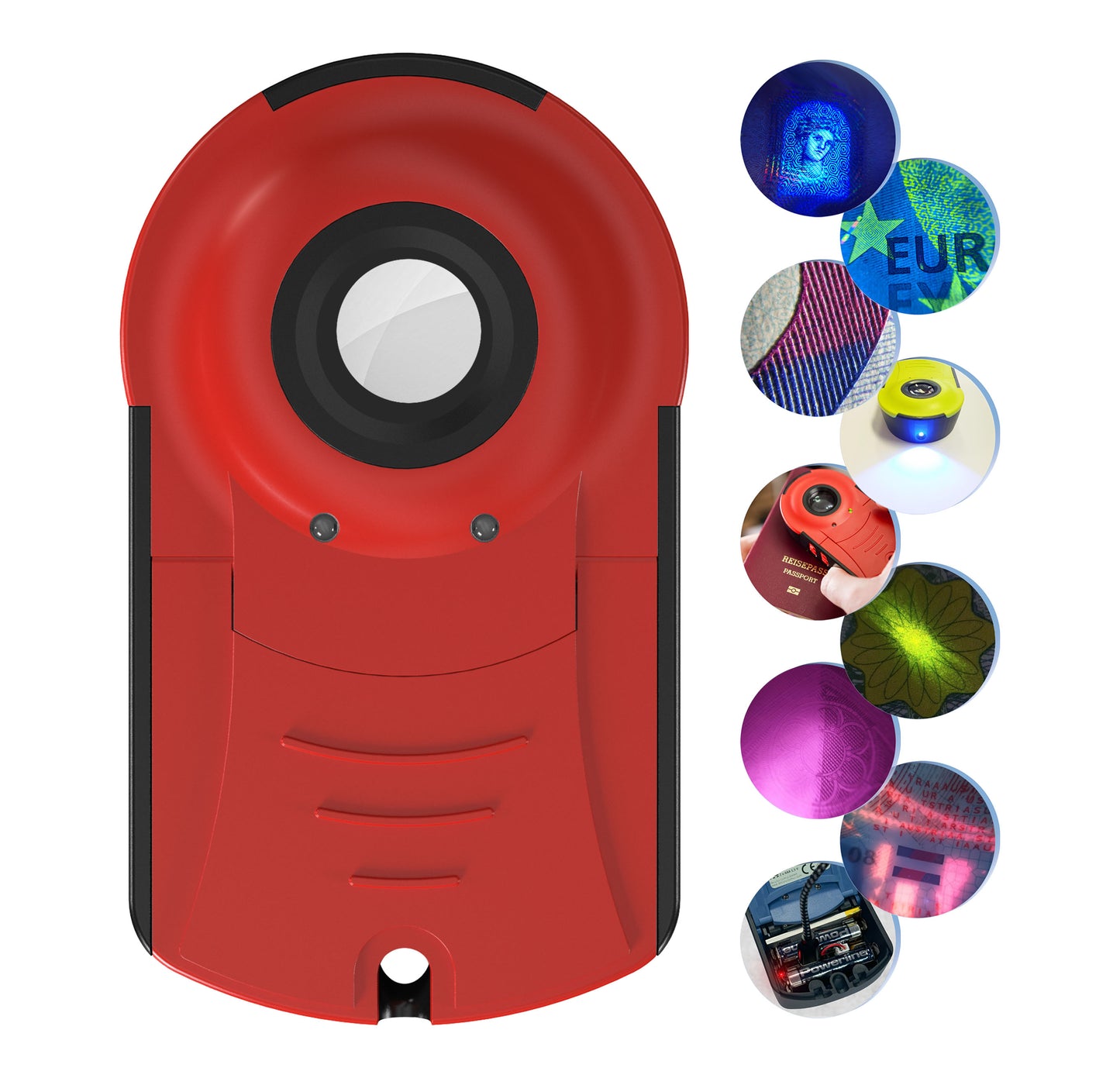 Doculus Lumus device 22x expert edition in red. All features are displayed on the right.