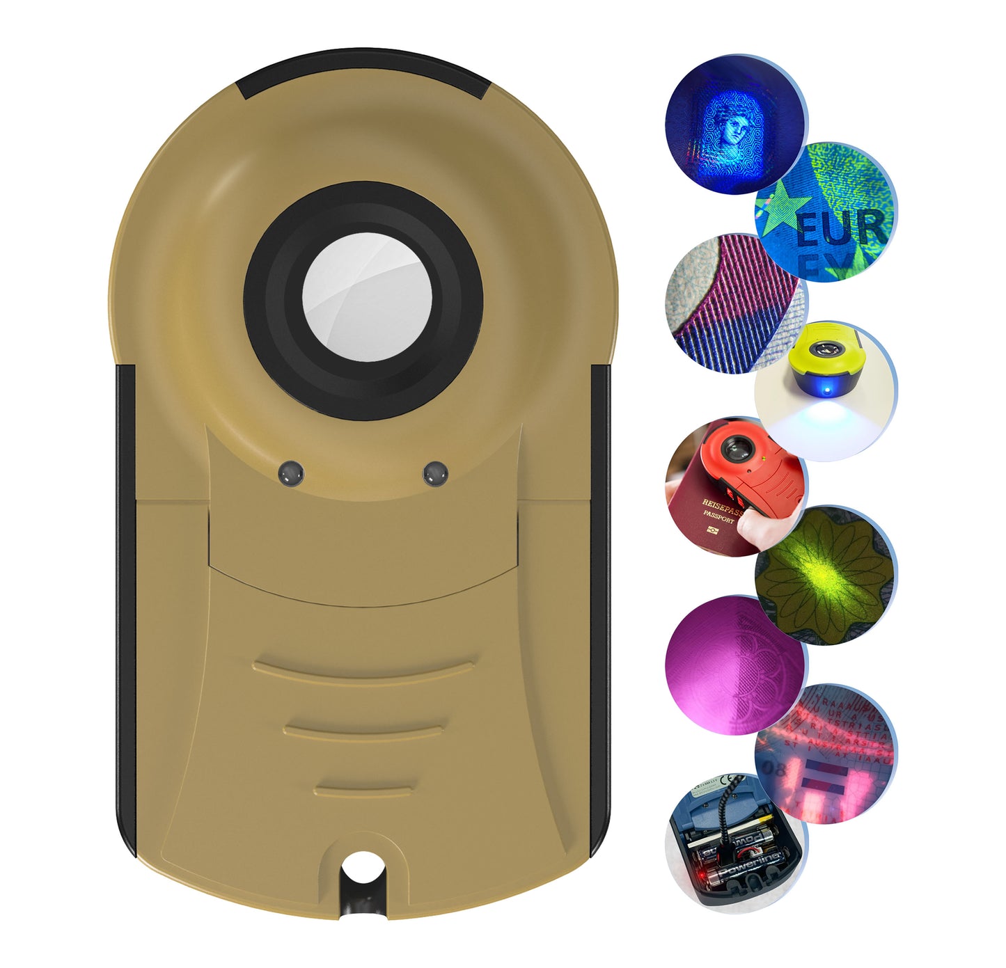 Doculus Lumus device 22x Expert Edition in sand. All features are displayed on the right.