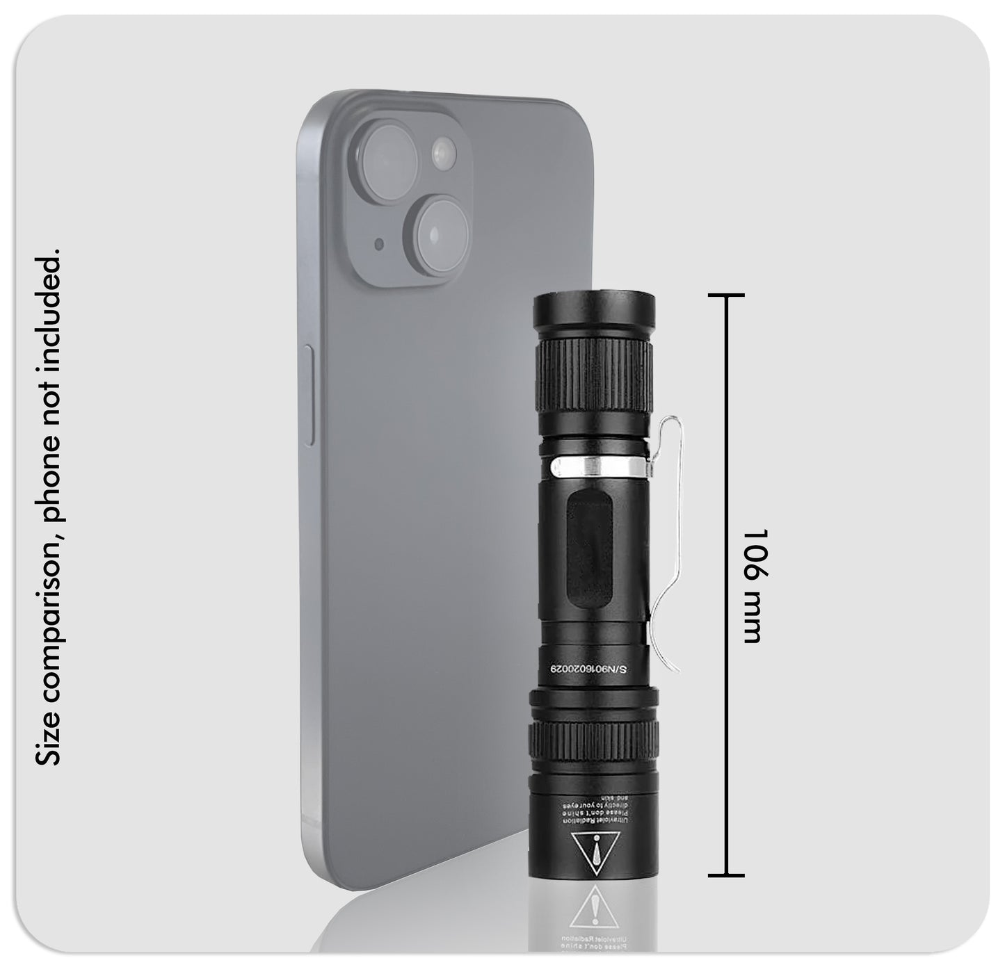 Doculamp 365 DUO-S, size comparison to a smartphone