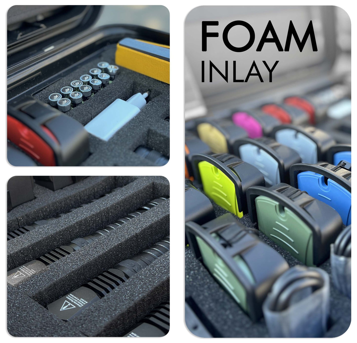 Opened Trainings Operation Case showing the foam inlay with a close up view of the devices, doculamps 365 and other accessories.