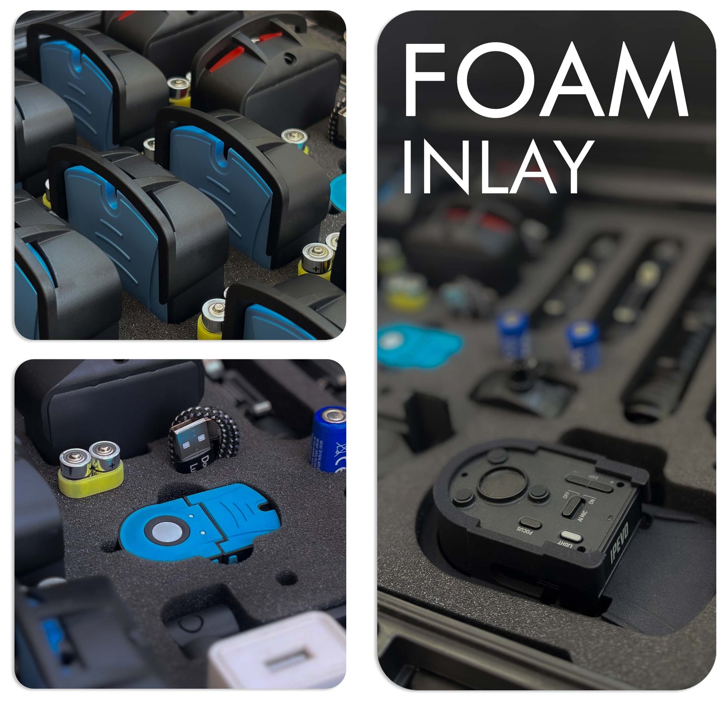 Opened Trainings Operation Case showing the foam inlay with a close up view of the devices, doculamps 365 and other accessories.