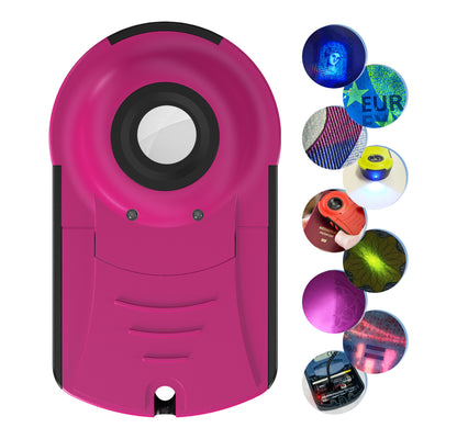 Doculus Lumus device 22x expert edition in magenta. All features are displayed on the right.