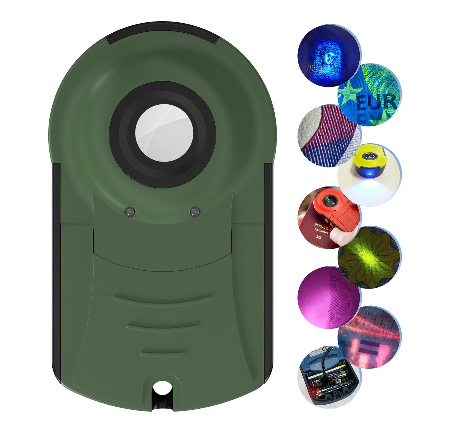 Doculus Lumus device 22x expert edition in olive. All features are displayed on the right.