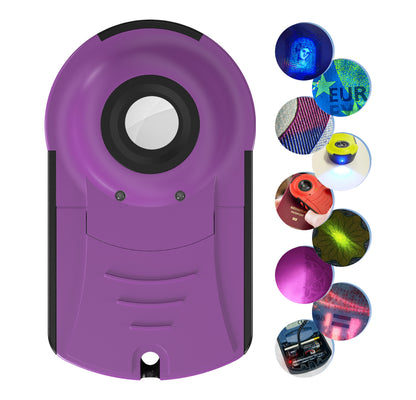 Doculus Lumus device 22x expert edition in violet. All features are displayed on the right.