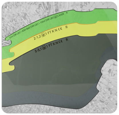 Close-up comparison of the three interchangeable colored viewing panels.